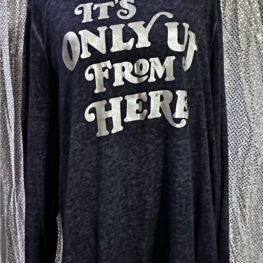 Lane Bryant Charcoal Top with Metallic Accents